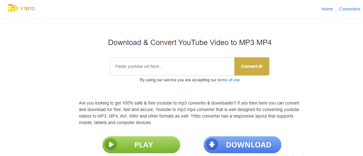 ytbto youtube to mp3 mp4 converter