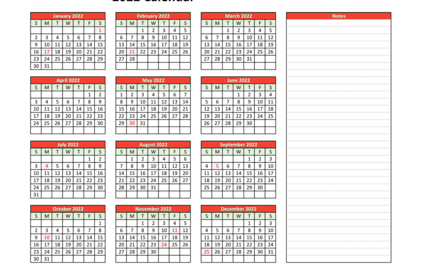 2022 Calendar